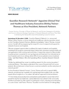 Guardian Research Network® Appoints Clinical Trial and Healthcare Industry Executive Shirley Trainor-Thomas as Vice President, Network Partners