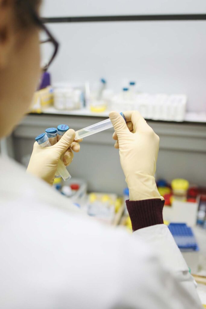 Examining samples in a lab